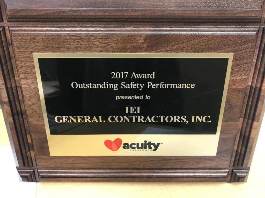 You are currently viewing IEI General Contractors earns pair of insurance industry safety awards