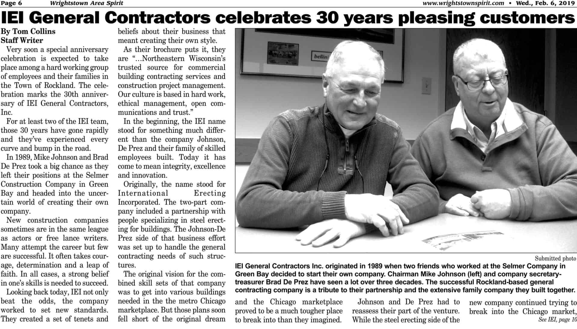 Read more about the article IEI General Contractors celebrates 30 years pleasing customers